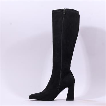 Pedro Anton Glasgow Knee High Heel Boot - Black Suede